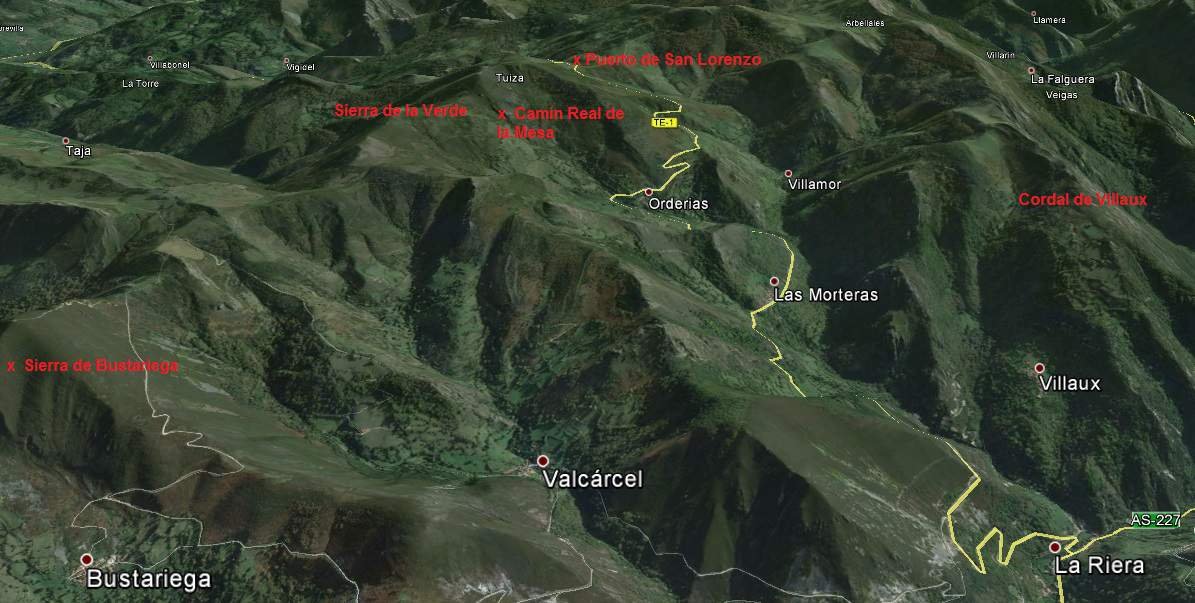 Mapa del valle de las Morteras